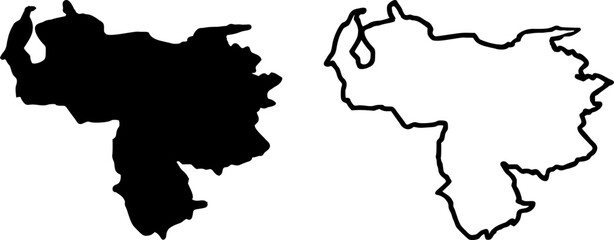 Obraz premium Venezuela country border map outline and silhouette vector graphic isolated image decal 