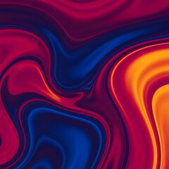 Obraz premium Vibrant abstract design with flowing, fluid lines of deep blue, fiery red, and intense orange.