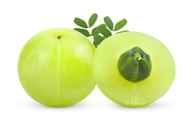 Fresh Indian gooseberries on transparent png ( Image from camera)