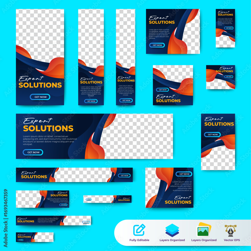 Canvas Prints digital business agency web set banner design for social media posts. vector abstract background and