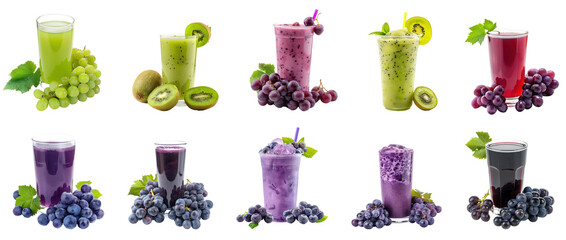 Collection of Smoothie and juice drink group png isolate on transparency background