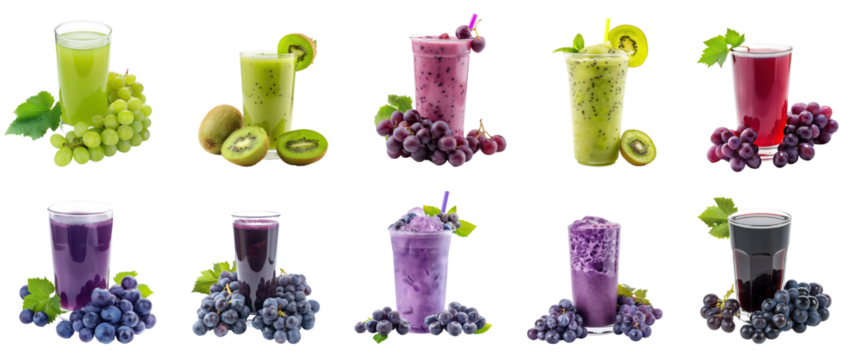 Collection of Smoothie and juice drink group png isolate on transparency background