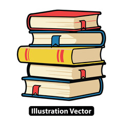 Isolated stack of hardcover books with bookmark tabs, a concept for learning and knowledge