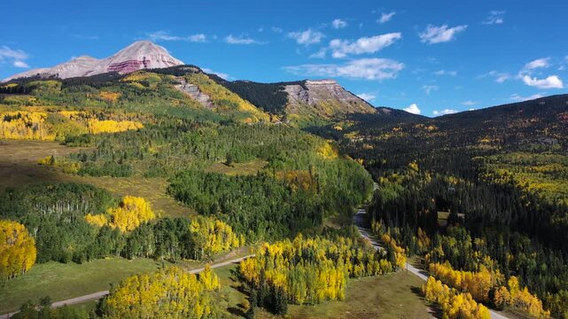 Autumn Colors Blanket the Rocky Mountains in Southwest Colorado Drone