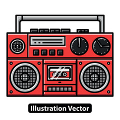 Retro Red Boombox Vintage Cassette Player Illustration