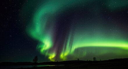 Mesmerizing Aurora Borealis Dancing Across Starry Night Sky