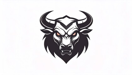 Fierce bull head, monochrome design