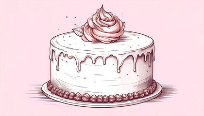 Elegant round cake with frosting