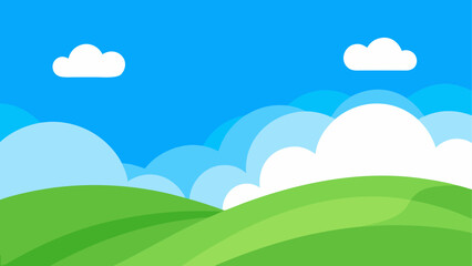 Obraz premium Landscape with green hills and blue sky