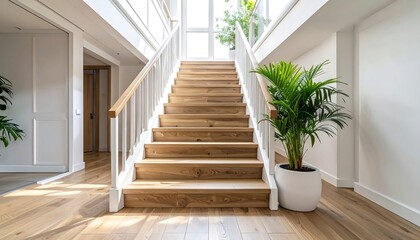 Sunlight Drenched Staircase in a Modern, Light-Filled Home