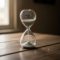 hourglass on wooden background