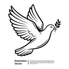 Dove with Olive Branch Symbol of Peace and Hope Illustration