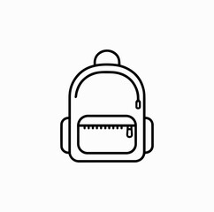 Backpack Line Icon &ndash; Minimal Vector of School Bag with Zipper