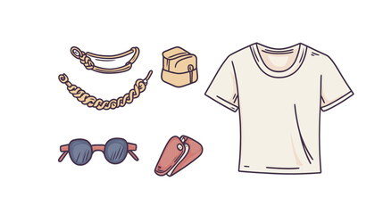 Vector Illustration of a Set of Fashion Clothes – Modern Apparel Collection Featuring Casual, Formal, and Trendy Outfits for Clothing Design, Style Inspiration, and Creative Projects