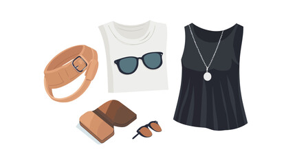 Vector Illustration of a Set of Fashion Clothes – Modern Apparel Collection Featuring Casual, Formal, and Trendy Outfits for Clothing Design, Style Inspiration, and Creative Projects