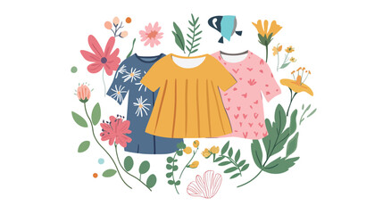 Simple Vector Illustration with Clothes – Minimalist Apparel Icons Depicting Fashion Outfits, Casual Wear, and Clothing Elements for Modern Design Projects