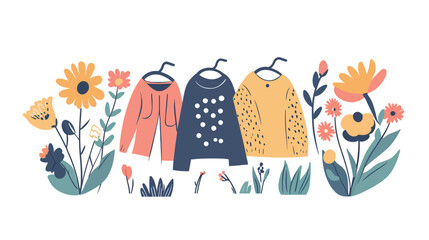 Simple Vector Illustration with Clothes – Minimalist Apparel Icons Depicting Fashion Outfits, Casual Wear, and Clothing Elements for Modern Design Projects