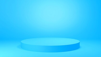 Empty round light blue podium
