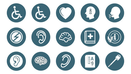 Circular Icons Representing Health and Communication Concepts medical accessibility