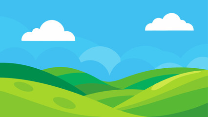 Cartoon landscape with hills and clouds