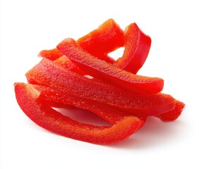 Sliced Red Bell Peppers on White Background