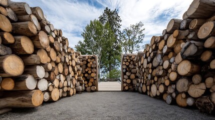 Stacked Timber An Abundance of Wooden Logs and Forest Harmony