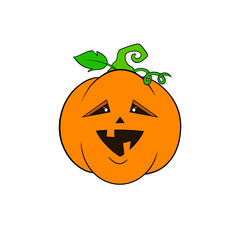 Orange jack o lantern pumpkin with 2 teeth and triangle eyes Halloween autumn fall October clip art