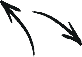 Hand drawn black marker arrow icon on transparent background, direction pointer symbol design element