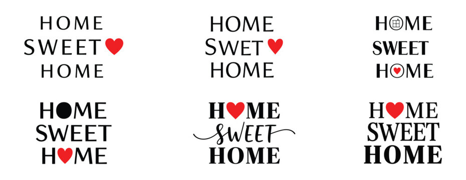 Collection of home sweet home text isolated on white background, vector - Powered by Adobe