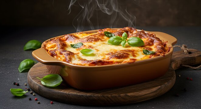 Lasagna dish ready to serve
