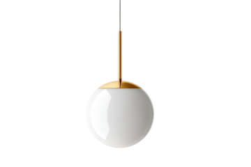 Modern spherical glass pendant lamp with a gold fixture.