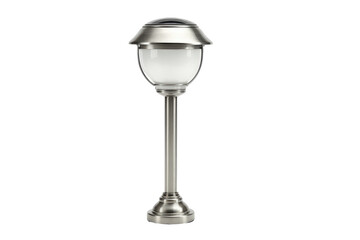 Elegant Silver Solar Garden Post Lamp for Outdoor Lighting.