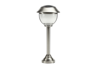 Elegant Silver Solar Garden Post Lamp for Outdoor Lighting.
