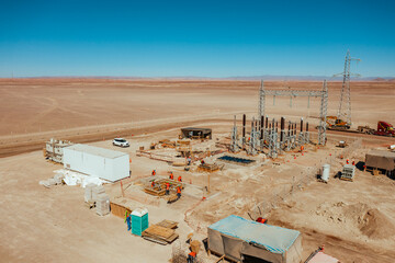 Solar Power Plant Under Construction in Atacama Desert Chile