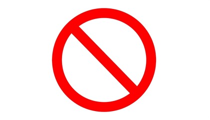 Red circle with diagonal red bar, denoting prohibition