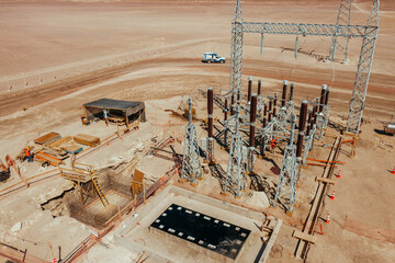 Solar Power Plant Under Construction in Atacama Desert Chile