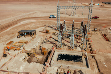 Solar Power Plant Under Construction in Atacama Desert Chile
