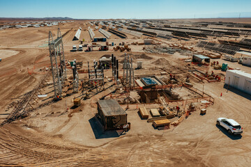 Solar Power Plant Under Construction in Atacama Desert Chile