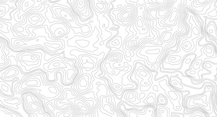 Obraz premium Geography landscape Topo contour map on white background, Geographic mountain relief diagram line wave carve pattern. 