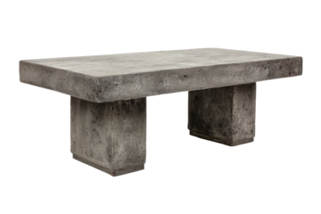 Modern brutalist style concrete garden bench isolated on white.