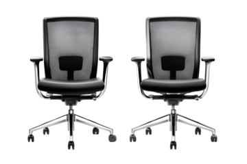 Two modern ergonomic mesh office chairs isolated on a white background.