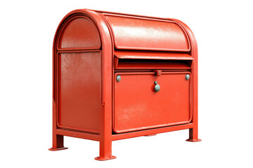 Vintage style red public mailbox for letters and mail.