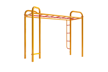 Yellow metal monkey bars for a childrens playground.