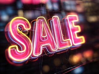 Bold SALE flyer with glowing neon typography, Black Friday retail ad