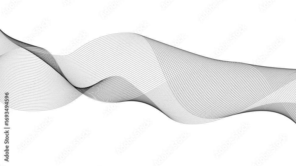 Wall mural abstract vector background with black wavy lines. digital frequency track equalizer. stylized line a