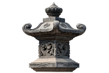 Fototapeta premium Traditional Japanese Toro Stone Lantern with Intricate Carvings.