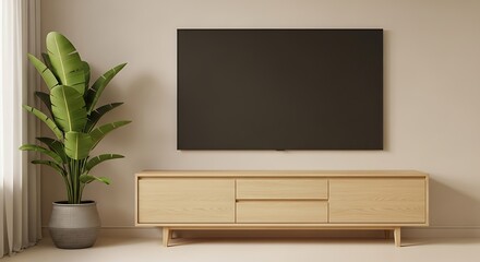 Modern Living Room with TV and Entertainment Center.