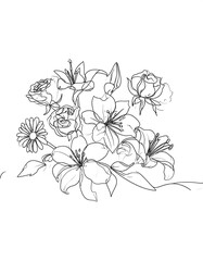 Simple line drawing of a floral bouquet