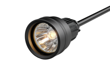 Modern black outdoor LED garden spotlight isolated.