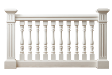 Elegant white classic architectural balustrade isolated on white.